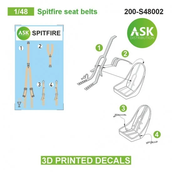 Art Scale Kit S48002 1/48 Spitfire Seat Beltsed 3D-printed Decals