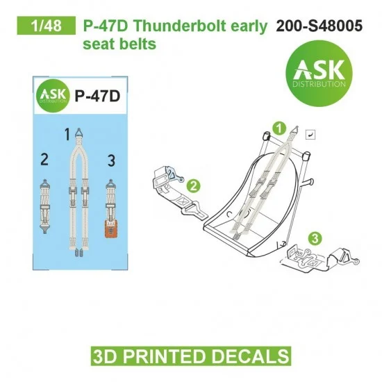 Art Scale Kit S48005 1/48 P-47D Thunderbolt Early Seat Beltsed 3D-printed Decals
