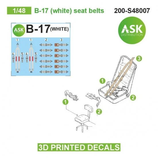 Art Scale Kit S48007 1/48 B-17 (White) Seat Beltsed 3D-printed Decals