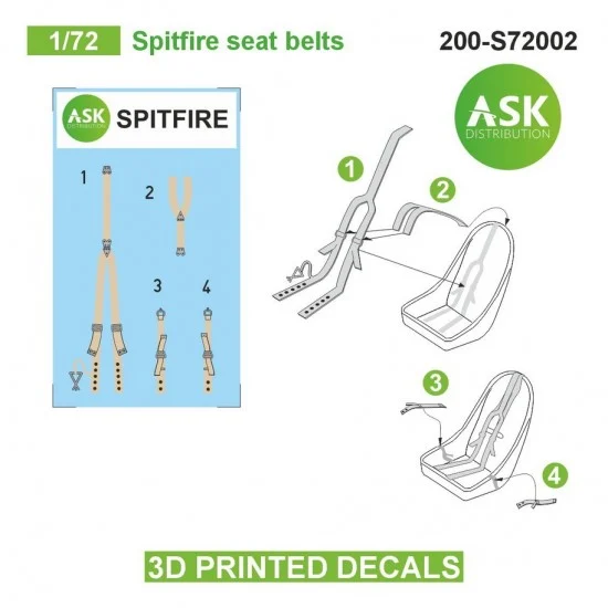 Art Scale Kit S72002 1/72 Spitfire Seat Beltsed 3D-printed Decals