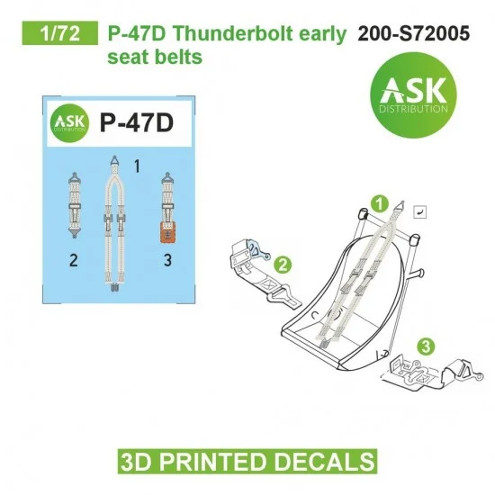 Art Scale Kit S72005 1/72 P-47D Seat Beltsed 3D-printed Decals