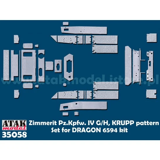 Atak 35058 1/35 PzKpfw IV G/H Zimmerit set for Dragon Smart Kit #6594 kits - Military Vehicles & Tanks