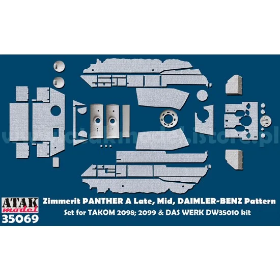 Atak 35069 1/35 Panther A Mid & Late Daimler-Benz Pattern Zimmerit set for Takom/Das Werk kits