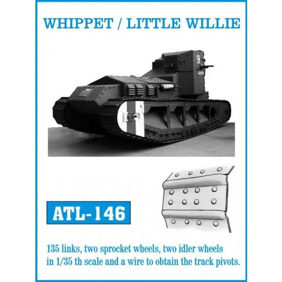 Friulmodel ATL-146 1/35 British Whippet / Little Willie Tank Metal Tracks (135 links)
