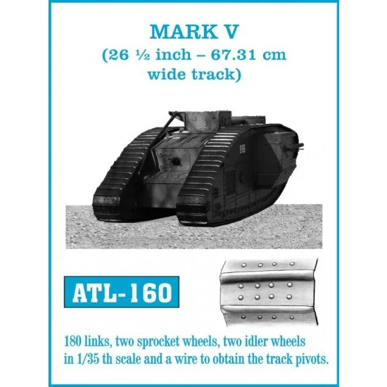Friulmodel ATL-160 1/35 Mark V (26 1/2 inch - 67.31 cm) Wide Metal Tracks (180 links)