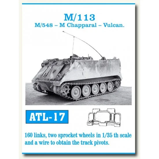 Friulmodel ATL-17 Metal Tracks for 1/35 M113, M54,M Chapparal,Vulkan Military Vehicle (180 links)