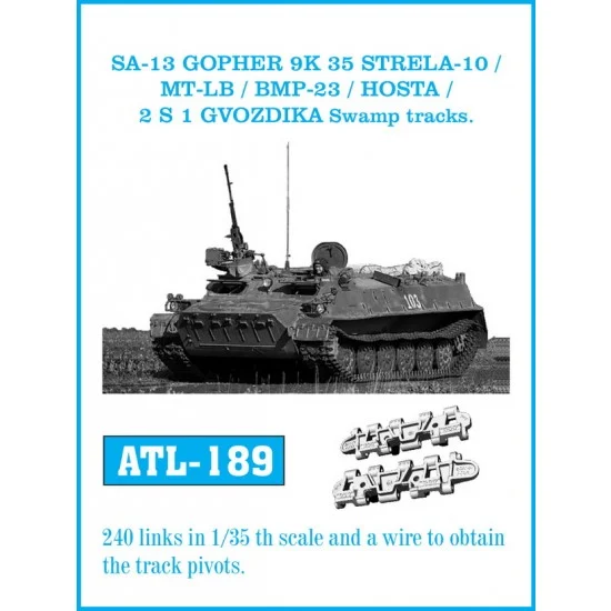 Friulmodel ATL-189 1/35 SA-13 Gopher 9K 35 Strela 10 / MT-LB / BMP23 / Hosta / 2 S 1 Gvodzika Swamp Metal Tracks