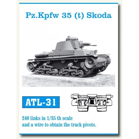 Friulmodel ATL-31 Metal Tracks for 1/35 Panzer/Panzer 35(t) Skoda (240 links)