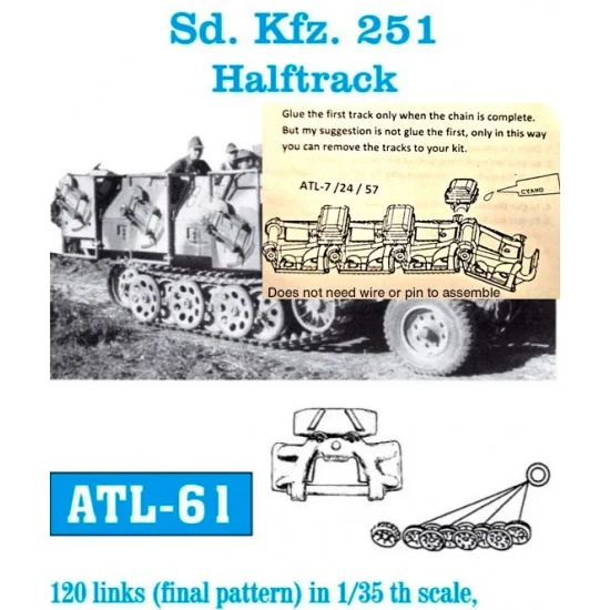 Friulmodel ATL-61 Metal Tracks for 1/35 German SdKfz.251 Half-track (120 links)