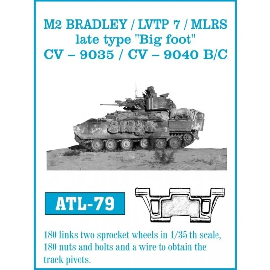 Friulmodel ATL-79 Metal Tracks for 1/35 M2 BRADLEY/ LVTP 7/ MLRS late type "Big foot" /CV-9035/CV-9040 B/C (180 links)