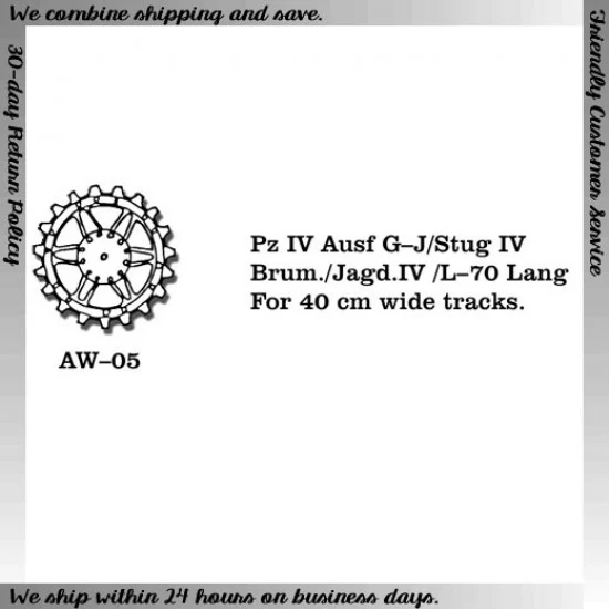 Friulmodel ATL-AW-05 1/35 Panzer IV Ausf G-J/Stug IV, Brummbar/Jagdpanzer IV/ L-70 Lang Metal Wheels