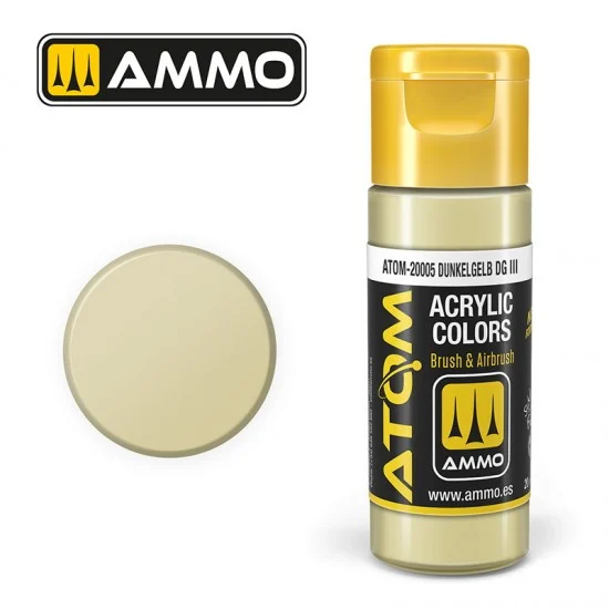 AMMO by Mig Jimenez 20005 Acrylic Paint - ATOM Colour #Dunkelgelb DG III (20ml jar)