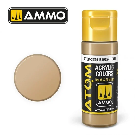AMMO by Mig Jimenez 20009 Acrylic Paint - ATOM Colour #US Desert Tan (20ml jar)