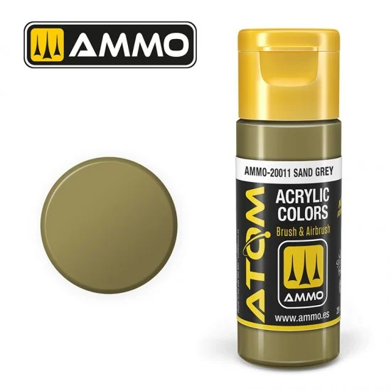 AMMO by Mig Jimenez 20011 Acrylic Paint - ATOM Colour #Sand Grey (20ml jar)