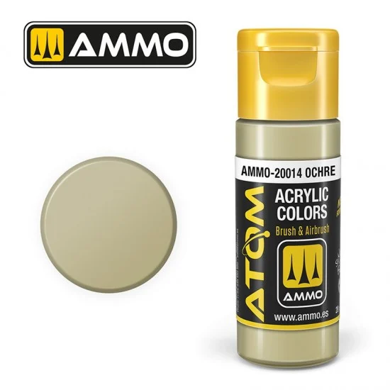 AMMO by Mig Jimenez 20014 Acrylic Paint - ATOM Colour #Ochre (20ml jar)