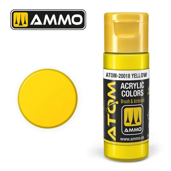 AMMO by Mig Jimenez 20018 Acrylic Paint - ATOM Colour #Yellow (20ml jar)