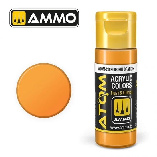 AMMO by Mig Jimenez 20026 Acrylic Paint - ATOM Colour #Bright Orange (20ml jar)