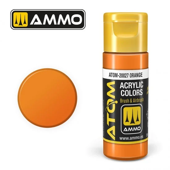 AMMO by Mig Jimenez 20027 Acrylic Paint - ATOM Colour #Orange (20ml jar)