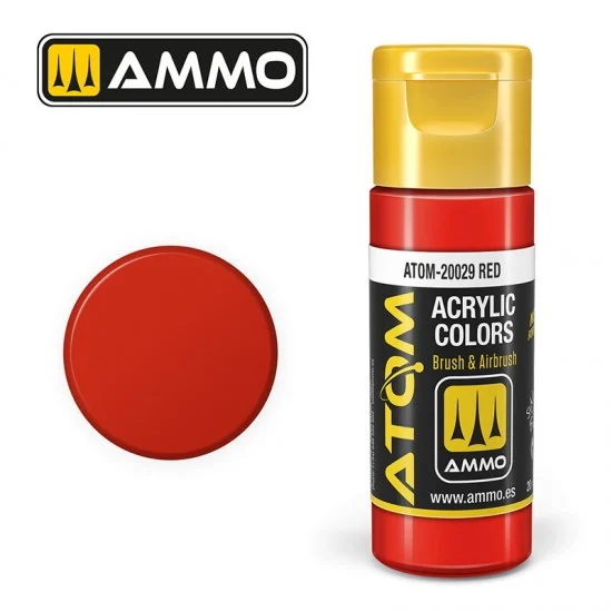 AMMO by Mig Jimenez 20028 Acrylic Paint - ATOM Colour #Scarlet Red (20ml jar)
