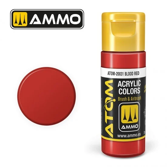 AMMO by Mig Jimenez 20031 Acrylic Paint - ATOM Colour #Blood Red (20ml jar)