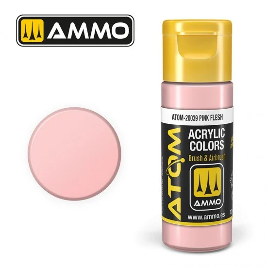 AMMO by Mig Jimenez 20039 Acrylic Paint - ATOM Colour #Pink Flesh (20ml jar)