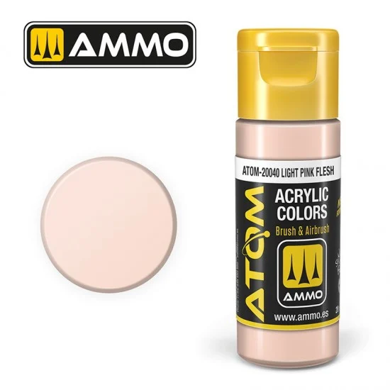 AMMO by Mig Jimenez 20040 Acrylic Paint - ATOM Colour #Light Pink Flesh (20ml jar)