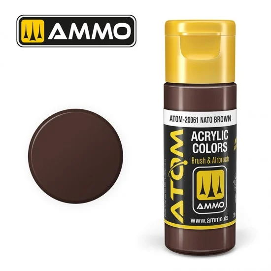 AMMO by Mig Jimenez 20061 Acrylic Paint - ATOM Colour #NATO Brown (20ml jar)