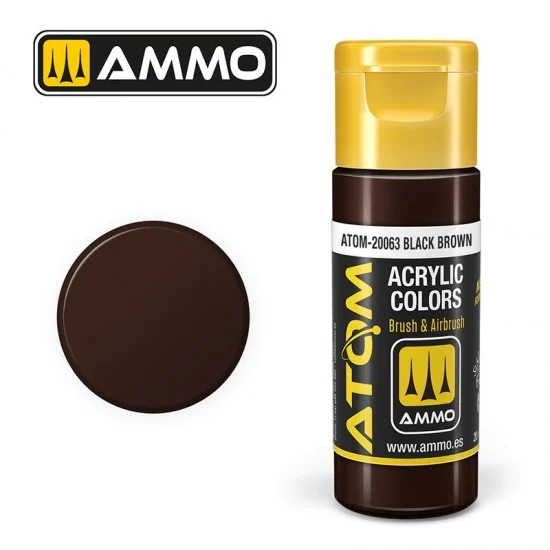 AMMO by Mig Jimenez 20063 Acrylic Paint - ATOM Colour #Black Brown (20ml jar)