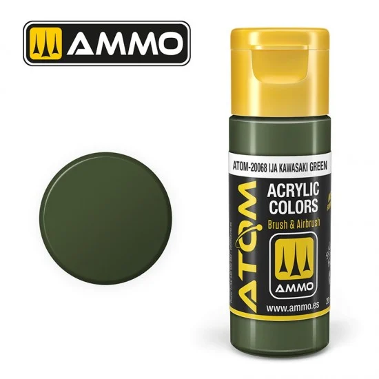 AMMO by Mig Jimenez 20068 Acrylic Paint - ATOM Colour #IJA Kawasaki Green (20ml jar)