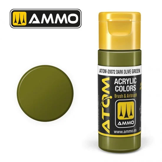 AMMO by Mig Jimenez 20072 Acrylic Paint - ATOM Colour #Dark Olive Green (20ml jar)