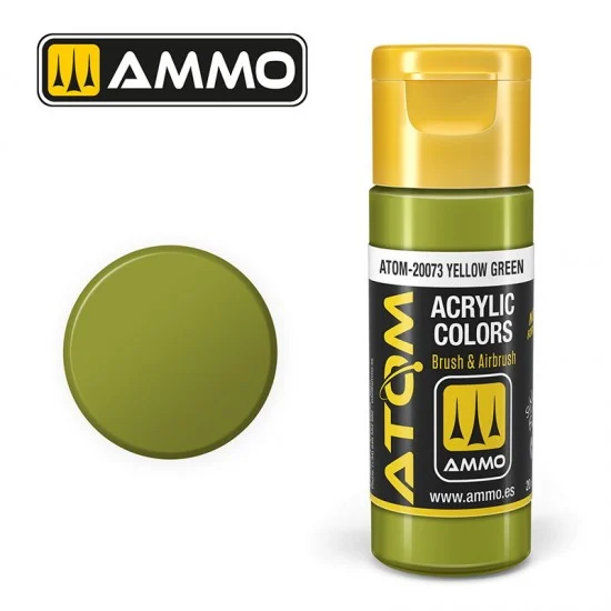 AMMO by Mig Jimenez 20073 Acrylic Paint - ATOM Colour #Yellow Green (20ml jar)