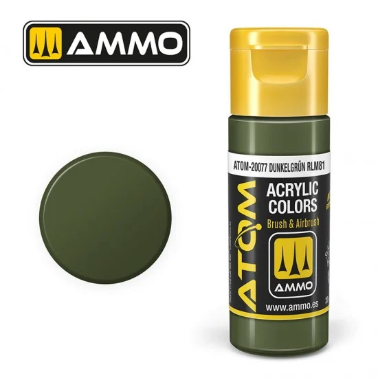 AMMO by Mig Jimenez 20077 Acrylic Paint - ATOM Colour #Dunkelgrun RLM81 (20ml jar)