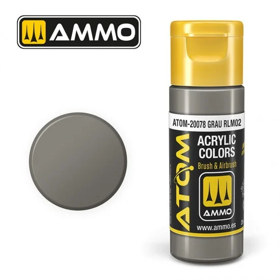 AMMO by Mig Jimenez 20078 Acrylic Paint - ATOM Colour #Grau RLM02 (20ml jar)