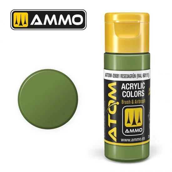 AMMO by Mig Jimenez 20081 Acrylic Paint - ATOM Colour #Resedagrun RAL 6011 (20ml jar)