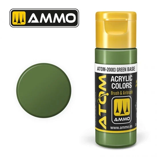 AMMO by Mig Jimenez 20083 Acrylic Paint - ATOM Colour #Green Base (20ml jar)