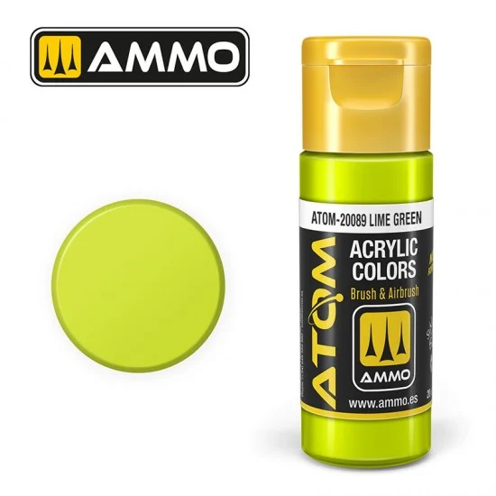 AMMO by Mig Jimenez 20089 Acrylic Paint - ATOM Colour #Lime Green (20ml jar)