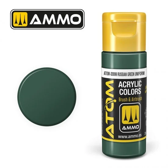 AMMO by Mig Jimenez 20099 Acrylic Paint - ATOM Colour #Russian Green Uniform (20ml jar)