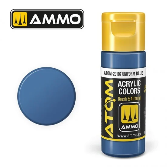AMMO by Mig Jimenez 20107 Acrylic Paint - ATOM Colour #Uniform Blue (20ml jar)