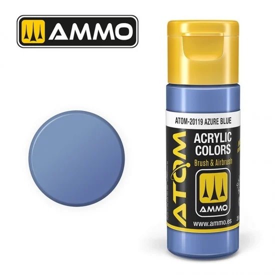 AMMO by Mig Jimenez 20119 Acrylic Paint - ATOM Colour #Azure Blue (20ml jar)