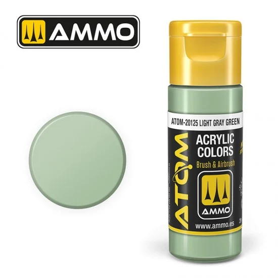 AMMO by Mig Jimenez 20125 Acrylic Paint - ATOM Colour #Light Gray Green (20ml jar)