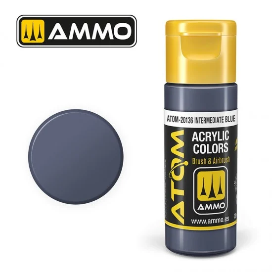 AMMO by Mig Jimenez 20136 Acrylic Paint - ATOM Colour #Intermediate Blue (20ml jar)