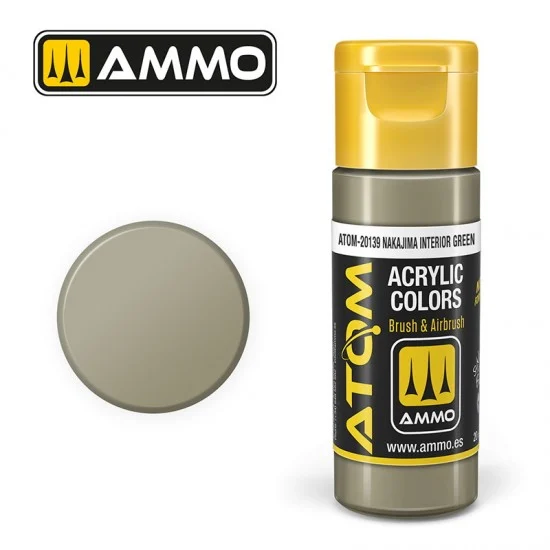 AMMO by Mig Jimenez 20139 Acrylic Paint - ATOM Colour #Nakajima Interior Green (20ml jar)