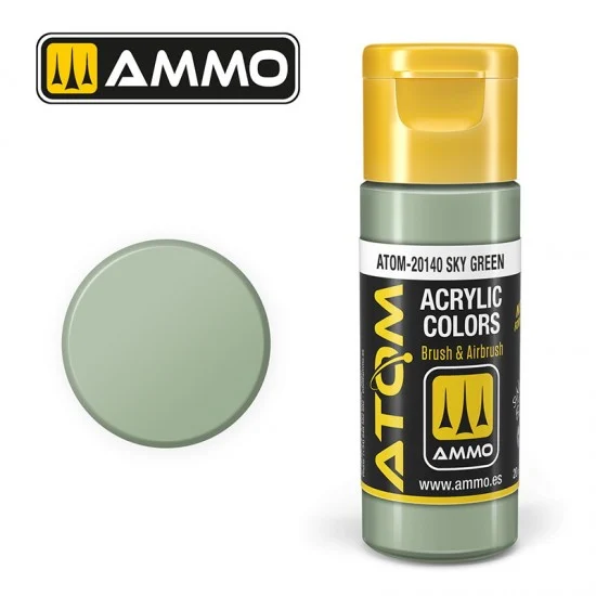 AMMO by Mig Jimenez 20140 Acrylic Paint - ATOM Colour #Sky Green (20ml jar)