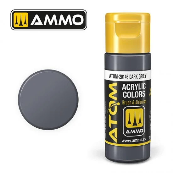 AMMO by Mig Jimenez 20146 Acrylic Paint - ATOM Colour #Dark Grey (20ml jar)