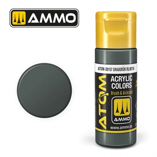 AMMO by Mig Jimenez 20157 Acrylic Paint - ATOM Colour #Graugrun RLM74 (20ml jar)