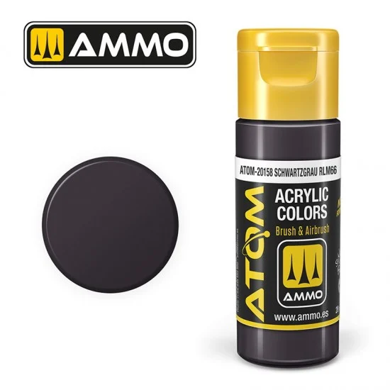 AMMO by Mig Jimenez 20158 Acrylic Paint - ATOM Colour #Schwartzgrau RLM66 (20ml jar)