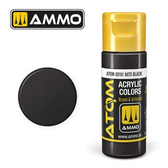 AMMO by Mig Jimenez 20161 Acrylic Paint - ATOM Colour #Nato Black (20ml jar)