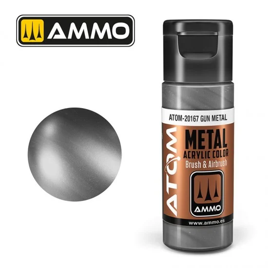 AMMO by Mig Jimenez 20167 Acrylic Paint - ATOM Metallic #Gun Metal (20ml jar)