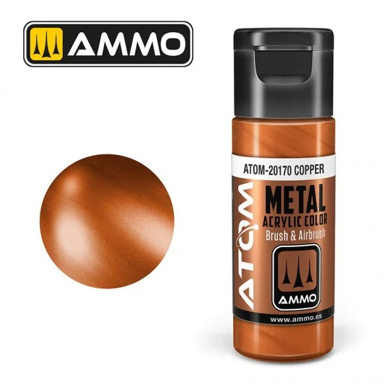 AMMO by Mig Jimenez 20170 Acrylic Paint - ATOM Metallic #Copper (20ml jar)