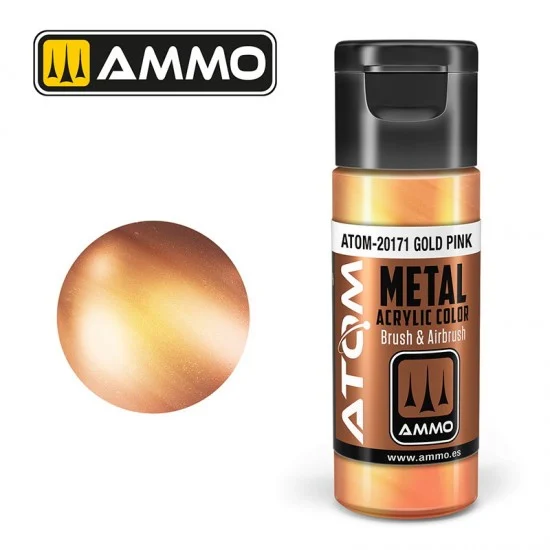 AMMO by Mig Jimenez 20171 Acrylic Paint - ATOM Metallic #Gold Pink (20ml jar)
